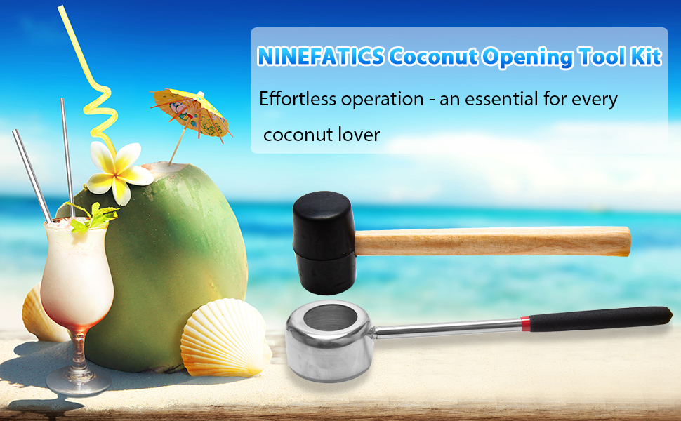 NINEFATICS Coconut Opener Tools Set, Food Grade Stainless