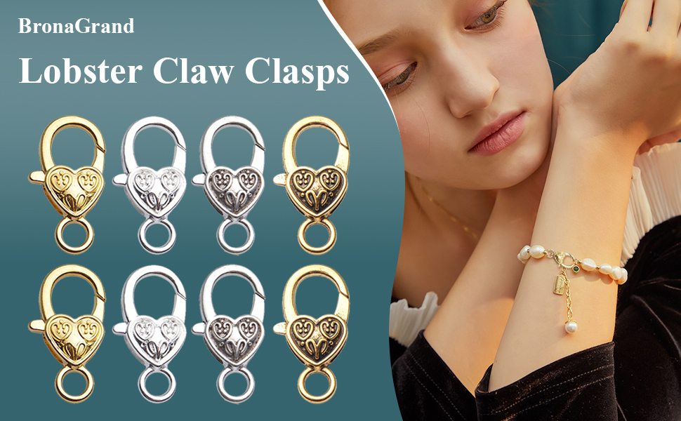 Heart Lobster Claw Clasps