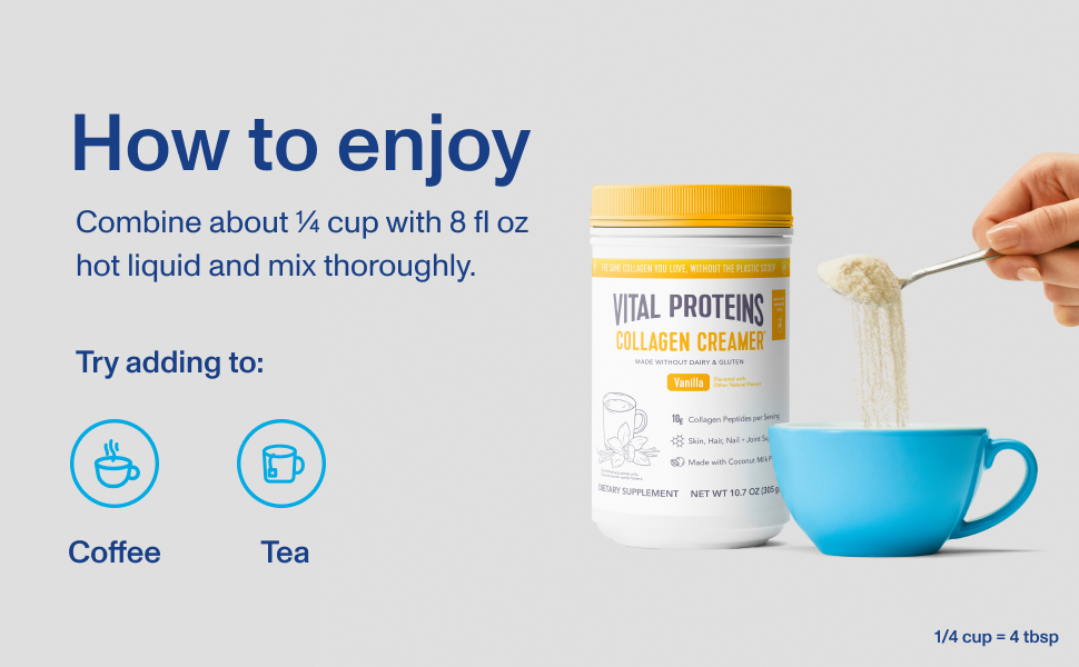 Combine one fourth cup with eight ounces of hot liquid and mix thoroghly. 