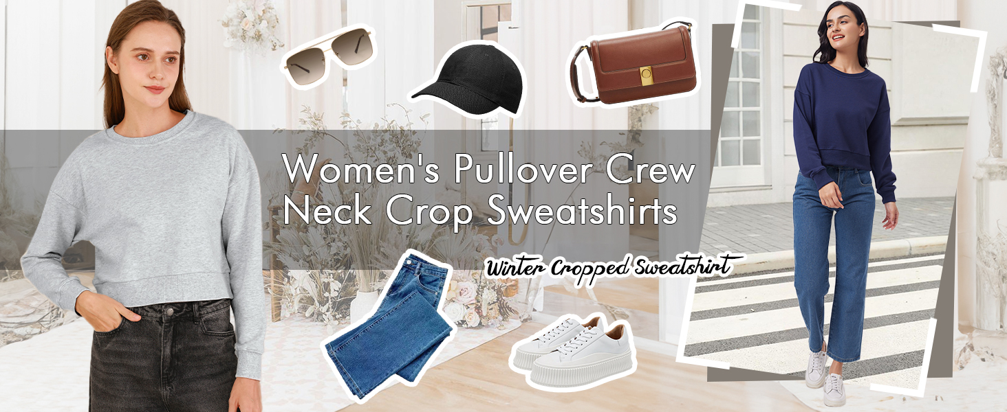 women's cropped sweatshirts long sleeve