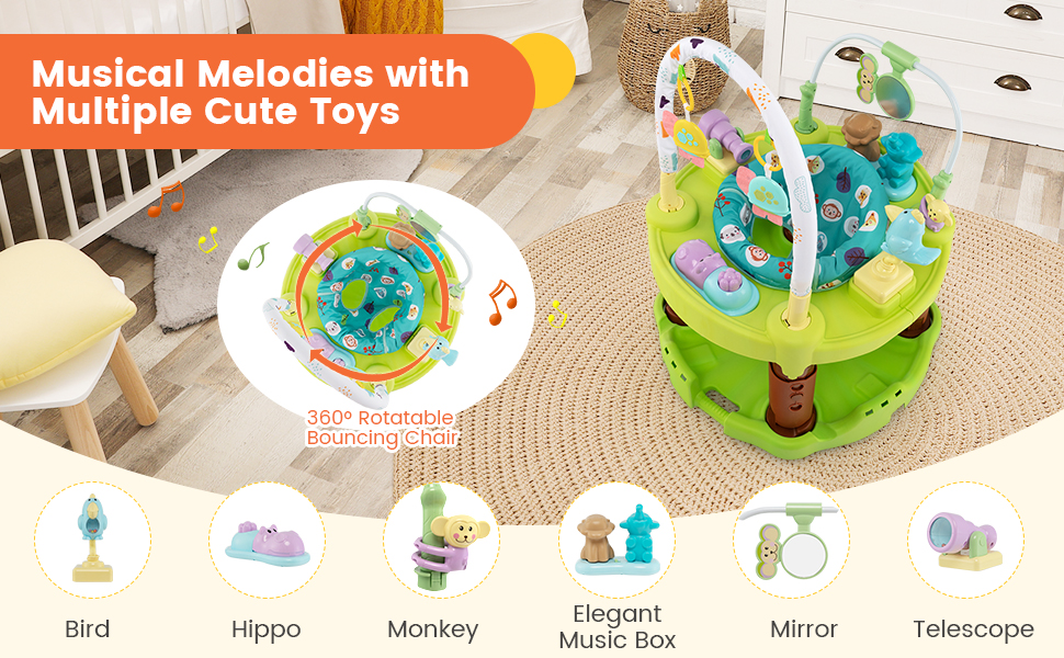 HONEY JOY Baby Bouncer Activity Center, 3Stage Bouncing