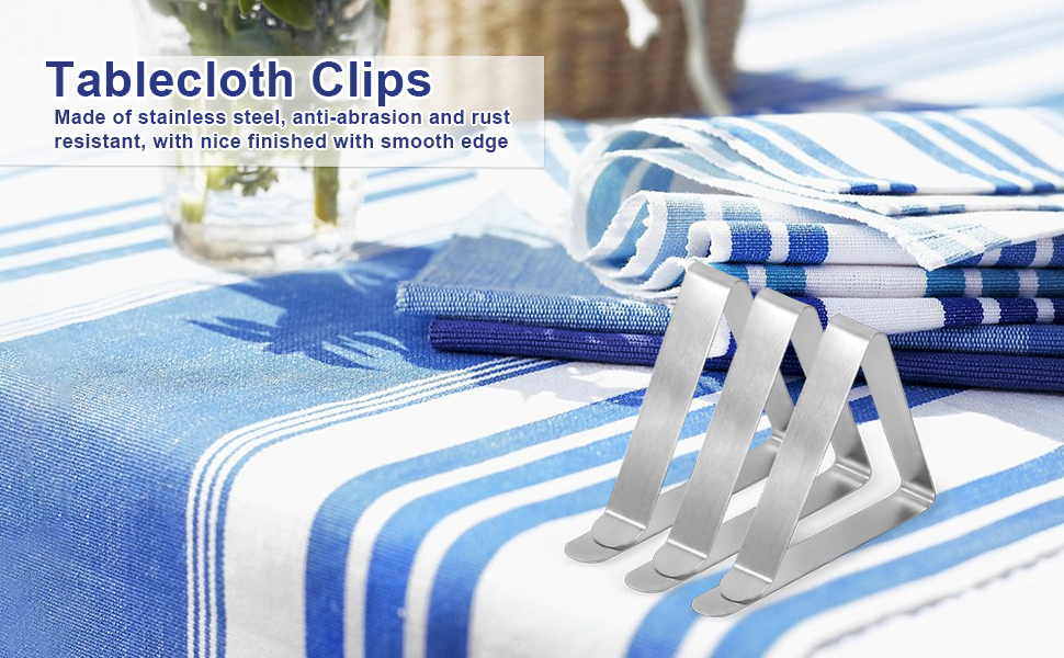 Tablecloth Clips, 24 Pack Stainless Steel Heavy Duty Picnic Table Cloth Clips