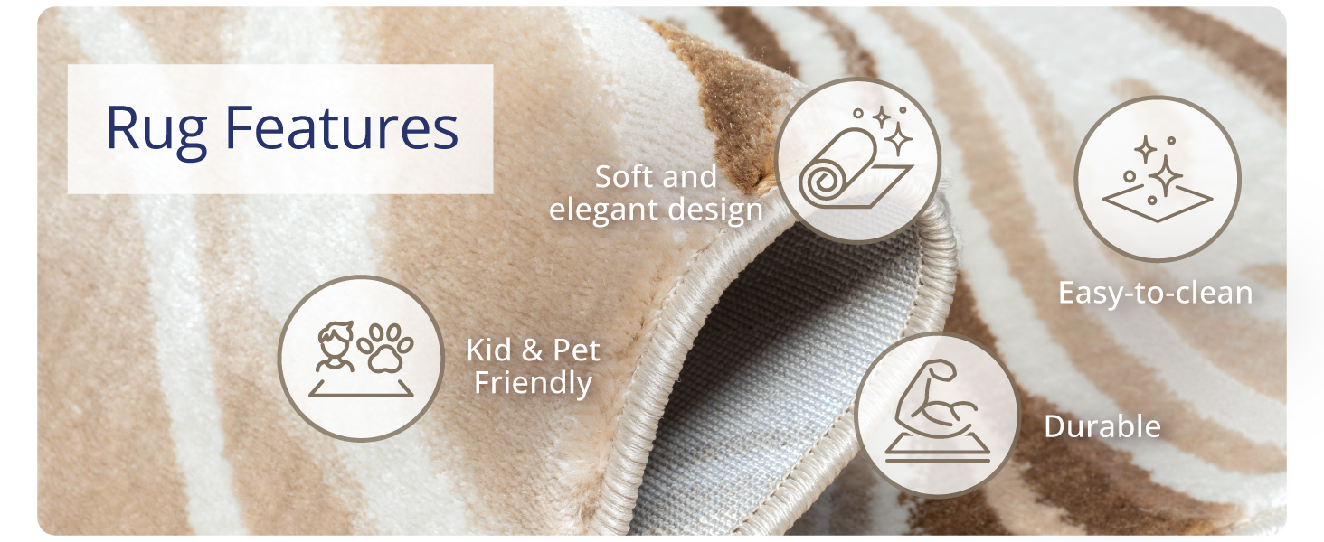 Abani Rugs Area rug. Abstract area rug. Kid and pet friendly. Beige and Brown rug. Easy to clean