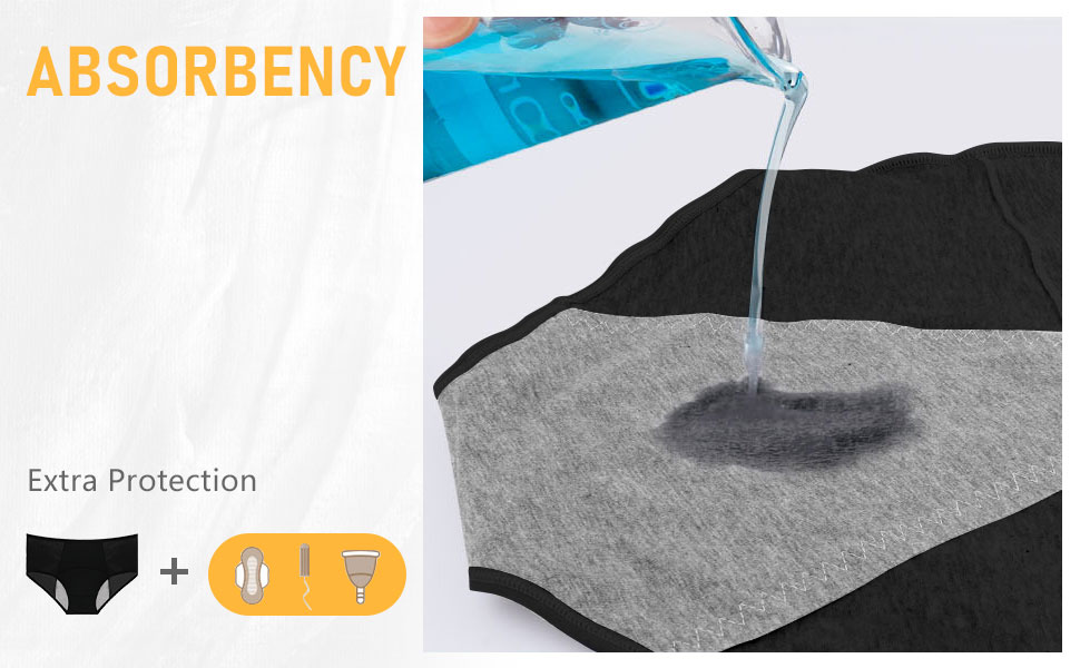 Runmeihe 3 Pack Period Pants for Women, Washable Incontinence Leakproof Cotton Underwear, High Absorbency Postpartum Underwear (UK, Alpha, XXL, Regular, Regular, Black*3, 4Layer Leak Proof) 13 Runmeihe 3 Pack Period Pants Heavy Flow for Women