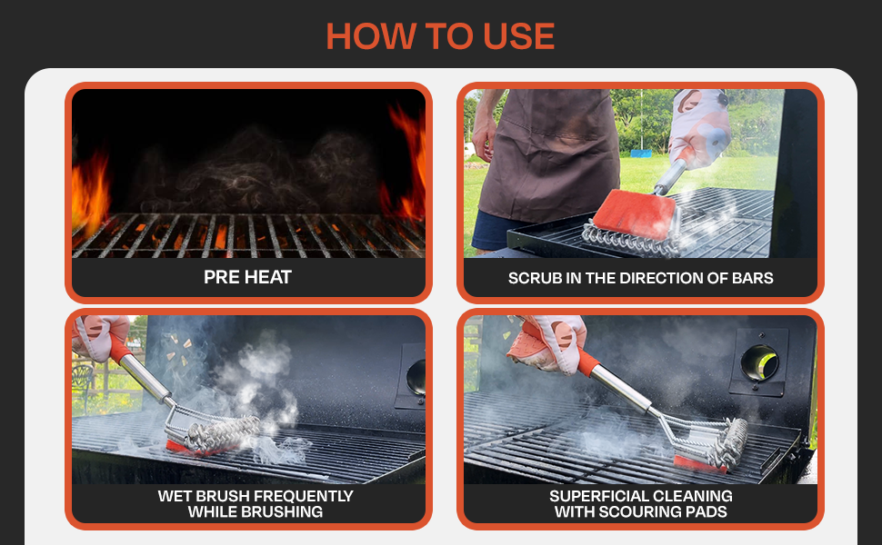 Grill Brush Bristle Free 2 in 1—Safe Grill Brush Scraper