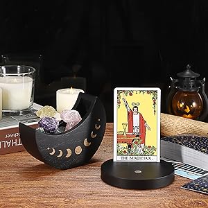 Wooden Tarot Card Stand Holder with Crystal Stone Storage Case