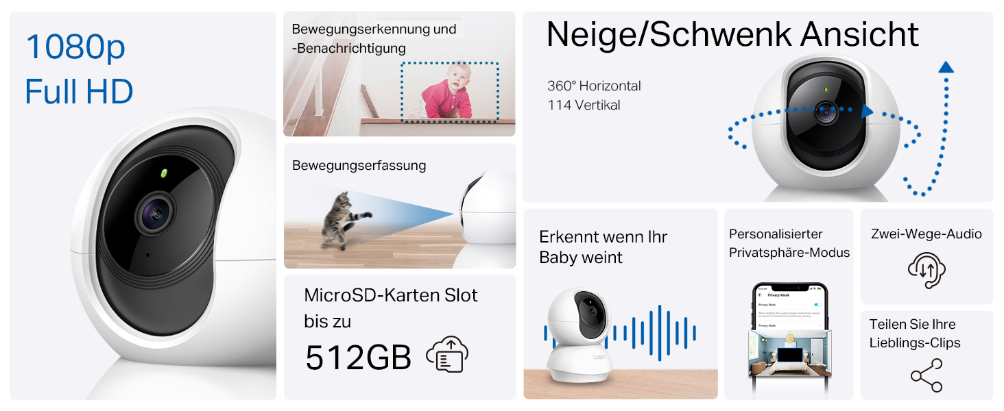 Überwachungskamera für Haustiere im Innenbereich TP-Link Tapo C200
