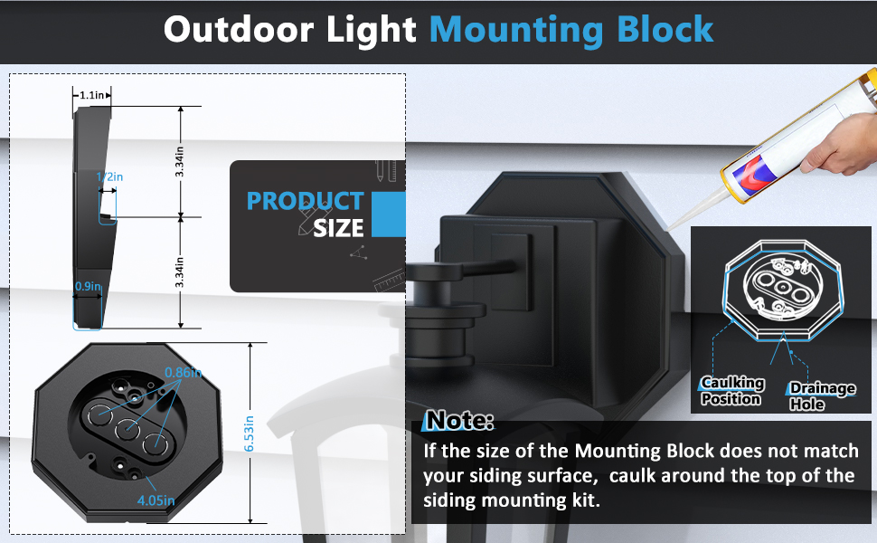 Siding Mounting Block, Octagon Siding Mounting Kit with Builtin