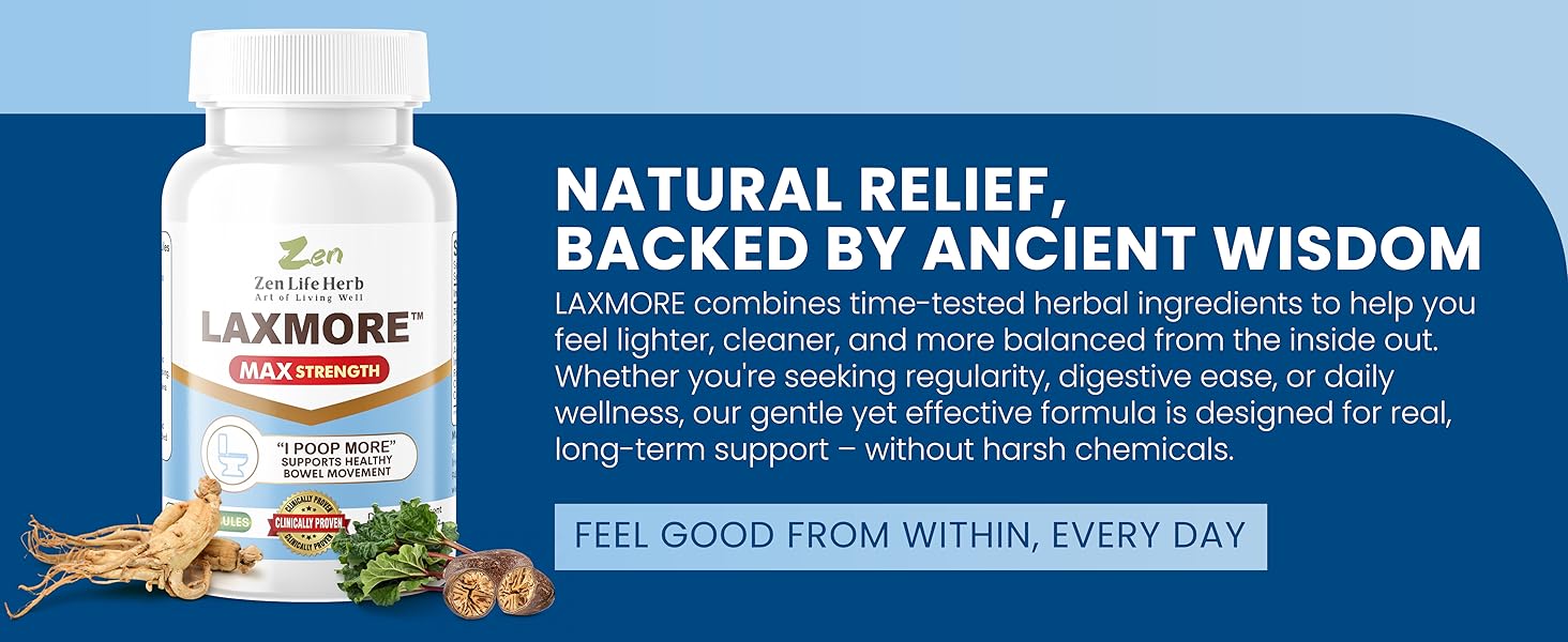 Laxmore poop pills for women gentle detox gut health fiber belly reset natural laxative