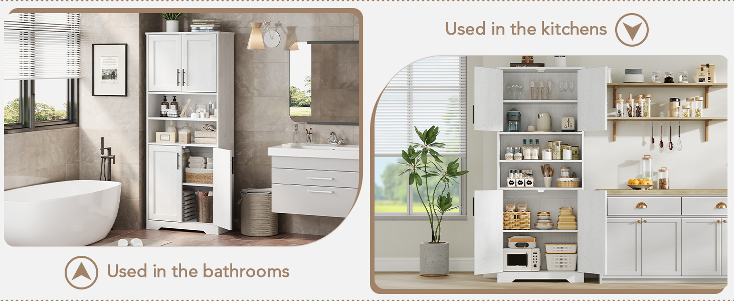 white tall bathroom cabinet