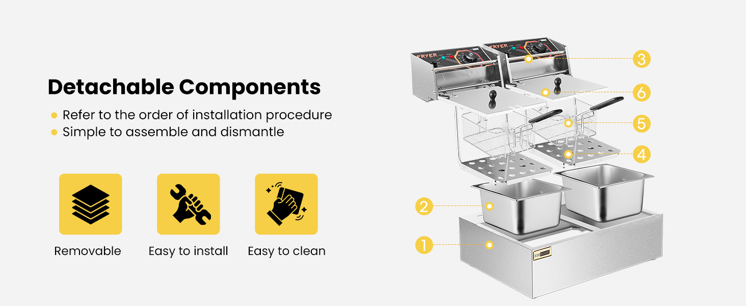 VIVOHOME 20.7 Qt Large Capacity Electric Deep Fryer with 2 x 6.35 QT
