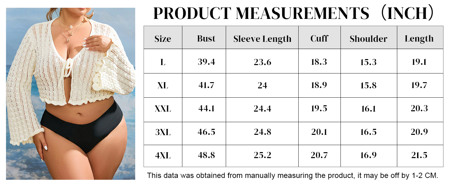 Plus Size V Neck Long Flounce Sleeve Tie Front Knit Crop Cardigan