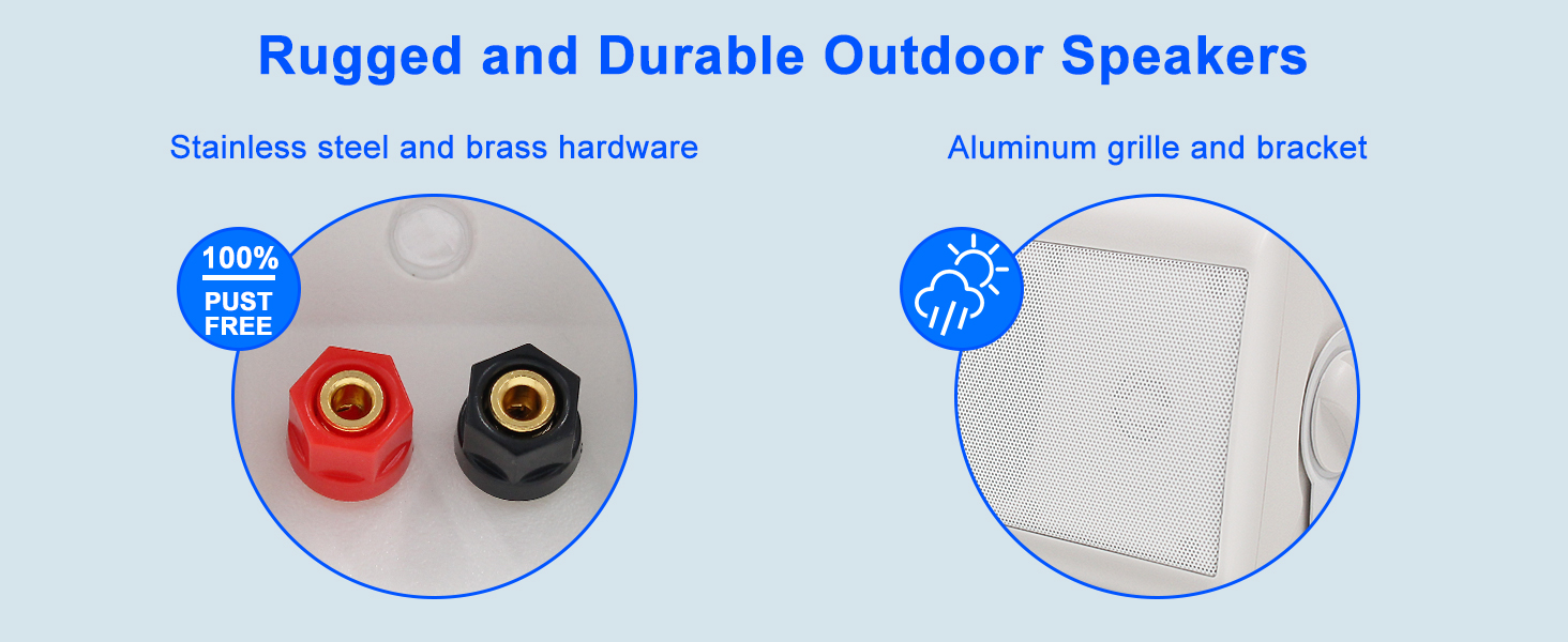 Description Picture 5 of itemHerdio 4'' Indoor Outdoor Speakers Waterproof Wired 200W With Powerful Bass Wall Mount Speakers For Patio Garage Covered Deck