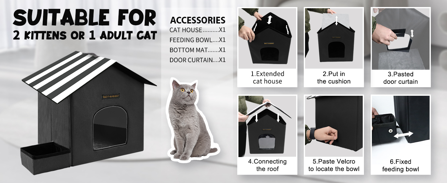 RestEazzzy Outdoor Cat House, Feral Cat House Insulated