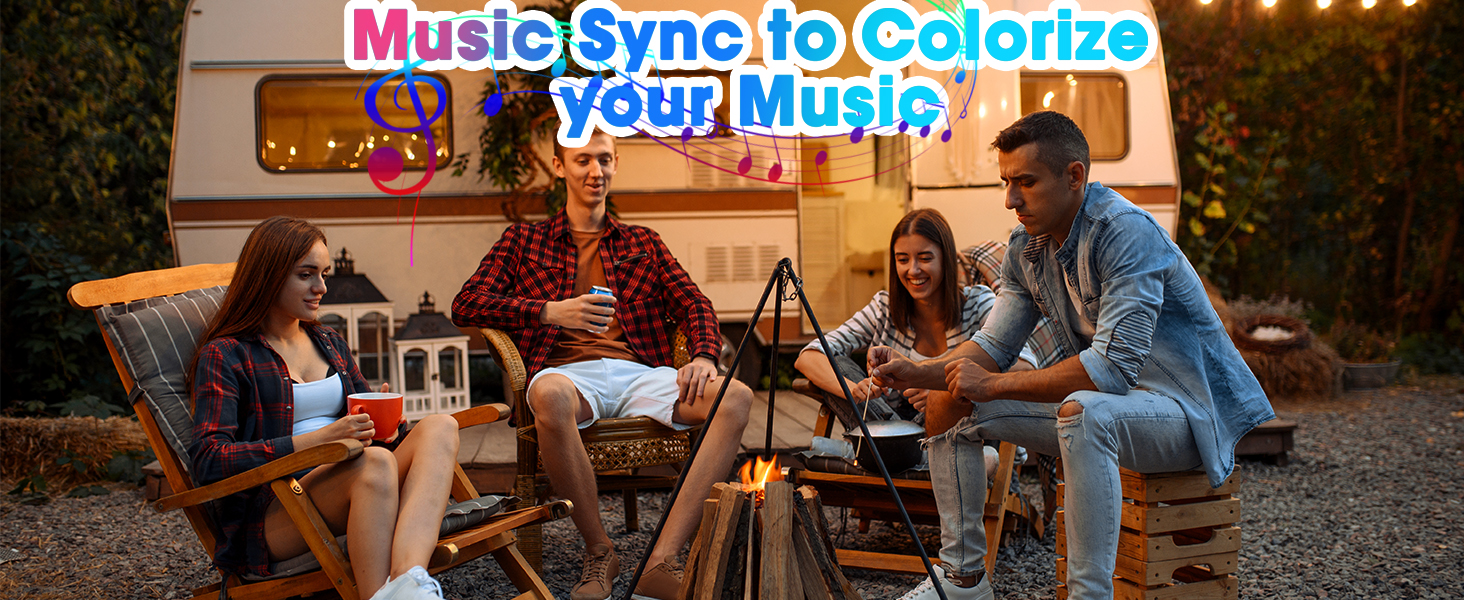 Yeenoon RV Awning Lights, 12V 50FT RGB RV Camping Awning