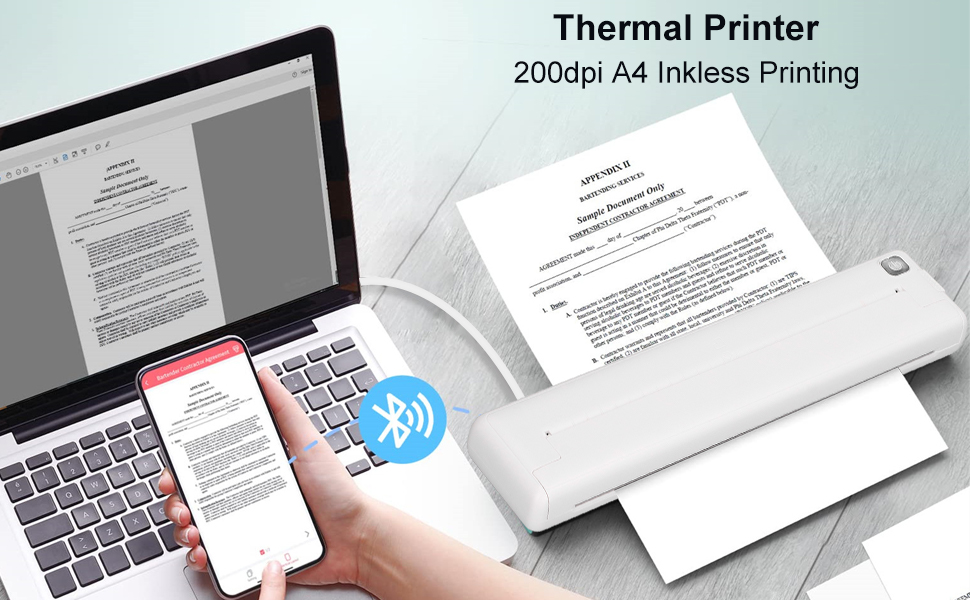 プリンター・複合機 A4 Portable Thermal Printer Amazon.com: Portable Printer Wireless for Travel，Bluetooth