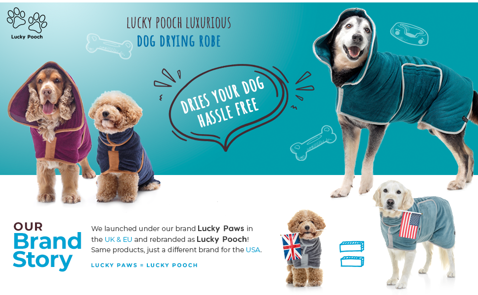 Lucky Pooch Luxurious Dog Robe Towel Double Layer Dog Bathrobe Fast Drying Dog