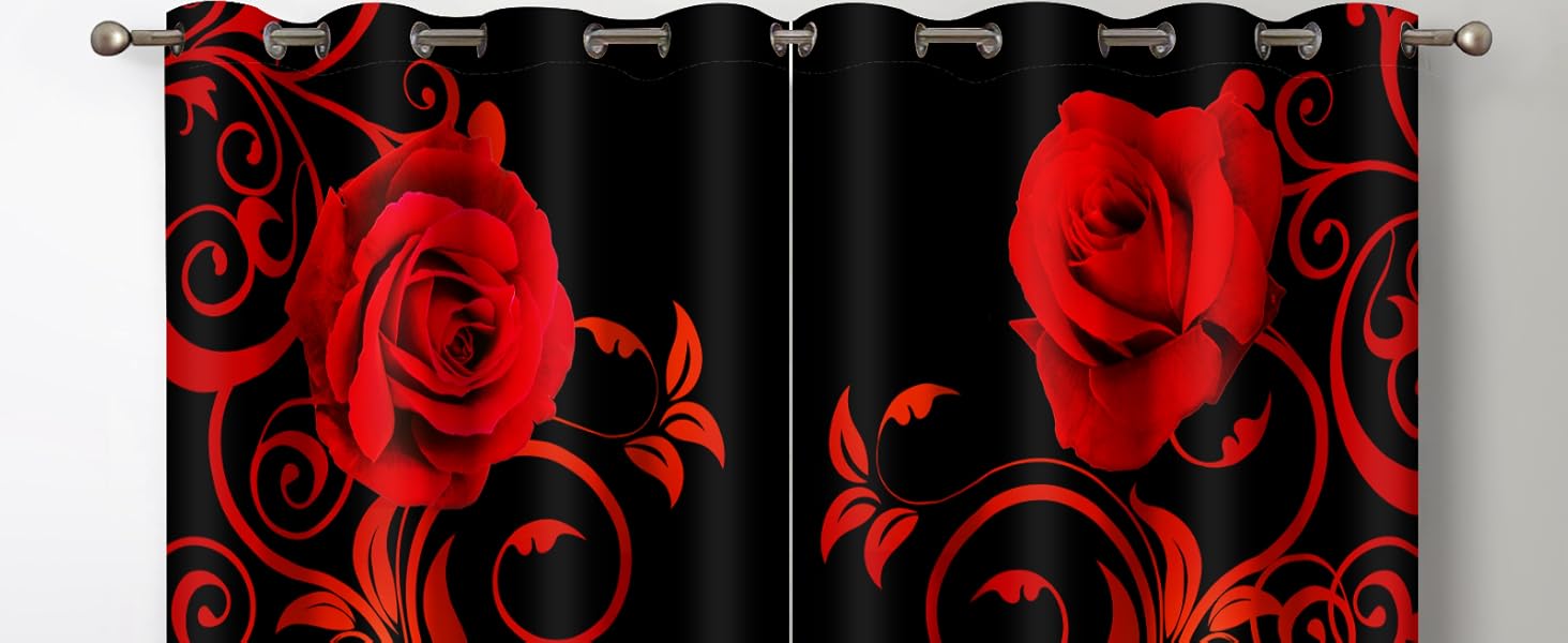 Rose Floral Blackout Curtains