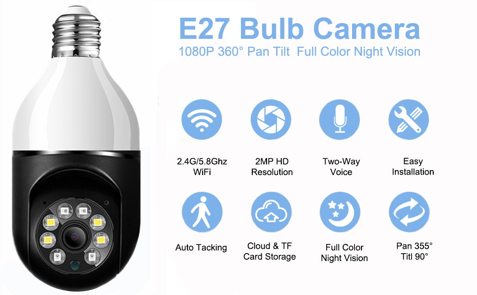 【新品同様】Next Cam 室内用 第2世代 Amazon.com : 2MP Wireless Light Bulb Camera, 2 Pack Light