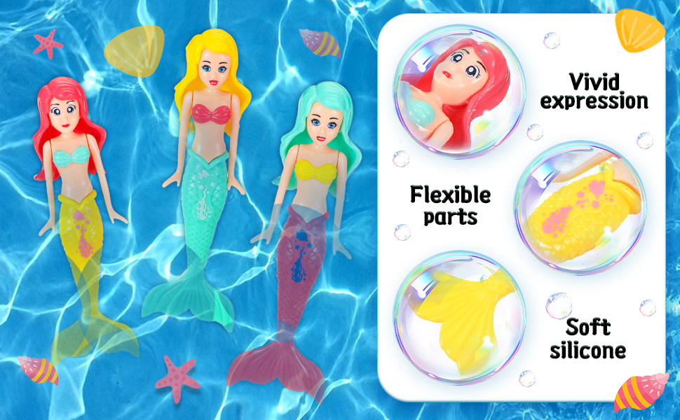 Chengu 6 Packs Mermaid Dolls 5.5'' Magic Mermaid Pool Toys
