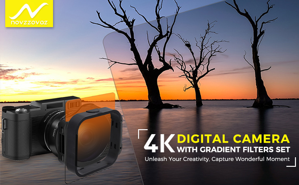 4K Digital Camera with 8 Color Filters Sets, 48MP Cameras