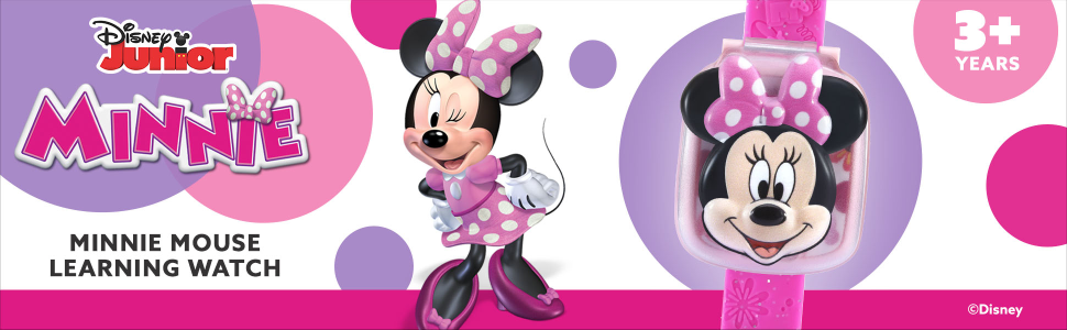 Disney Junior, Minnie Mouse Learning Watch, shown closed, Disney. 3+ years.