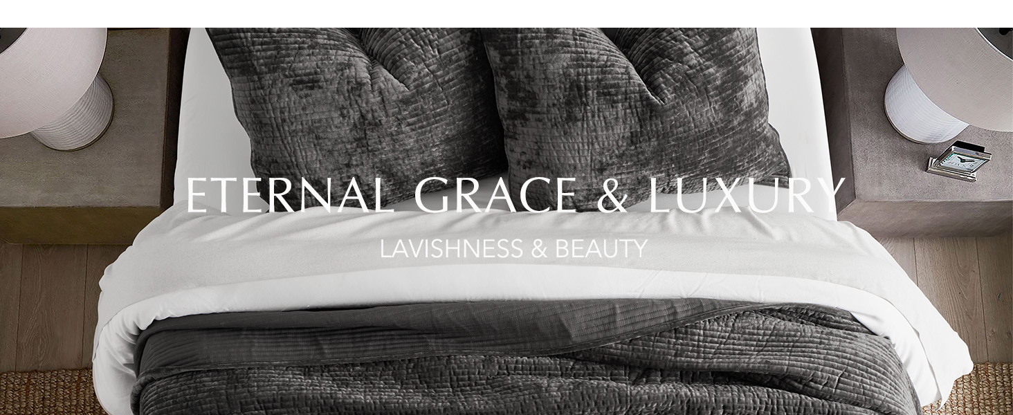 EVERGRACE Velvet Quilt Set Queen Size, Luxurious Soft