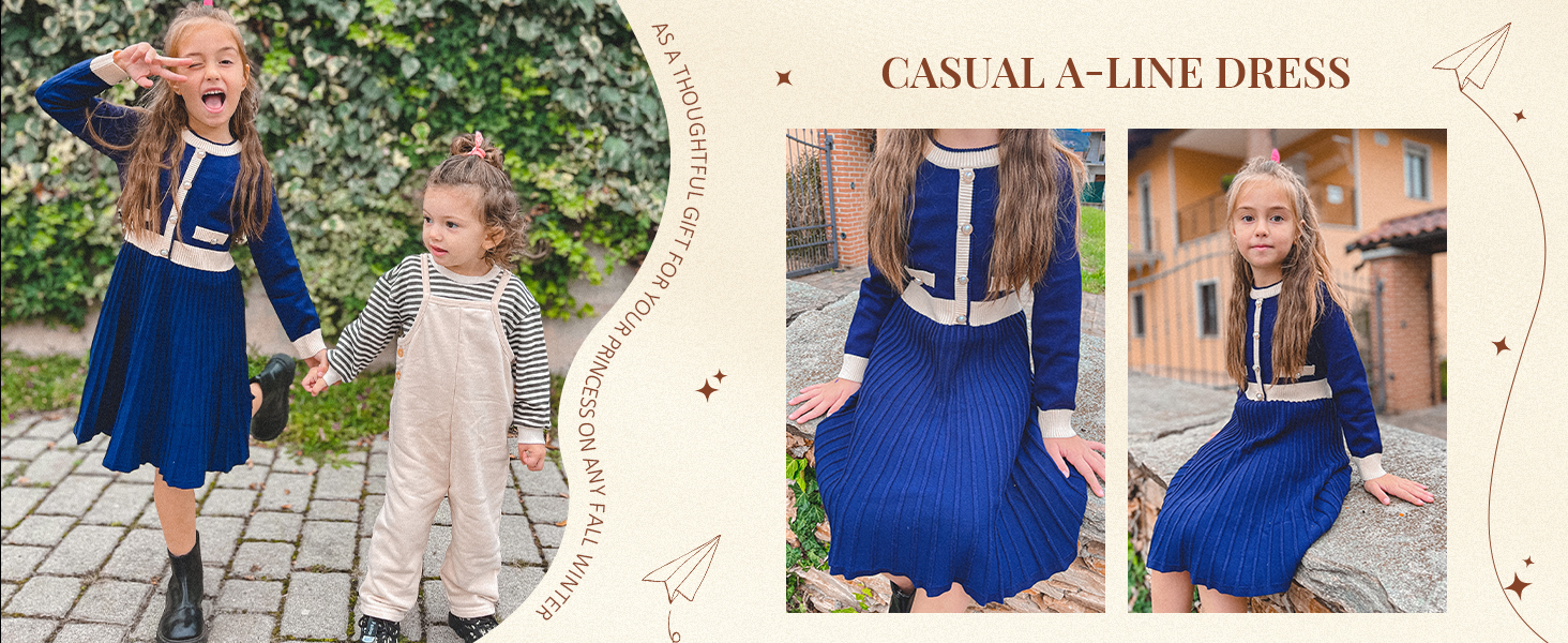 girls navy blue sweater dress
