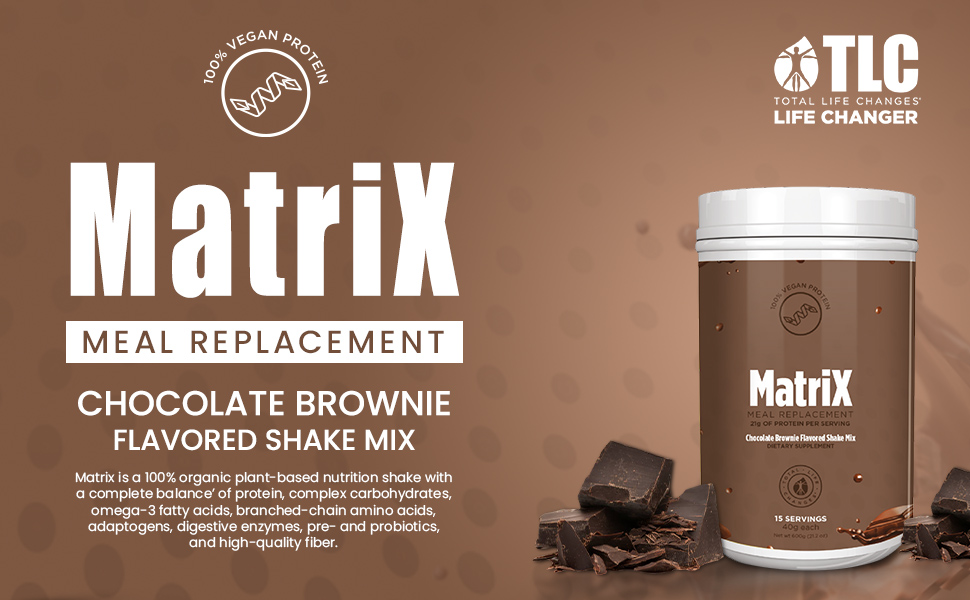Total Life Changes Matrix Plantbased Meal Replacement Chocolate Brownie 21g Of