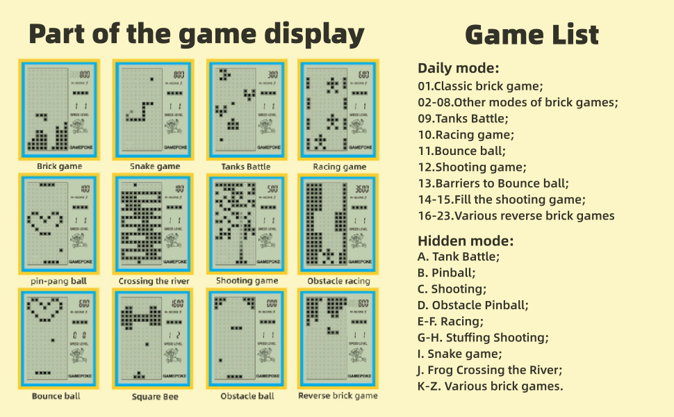 CZT New Large Screen Brick Game Console Classic Nostalgic Puzzle Built