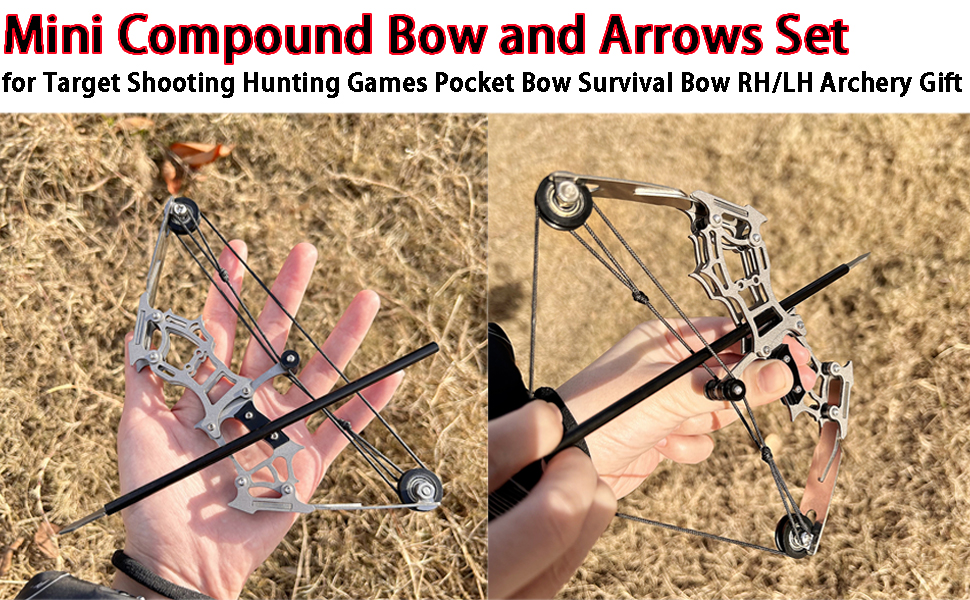 6" / 7.4" Mini Compound Bow and Arrows Set for Target Shooting Hunting Games