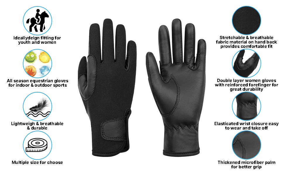 Thapower Kids Leather Horse Riding Gloves