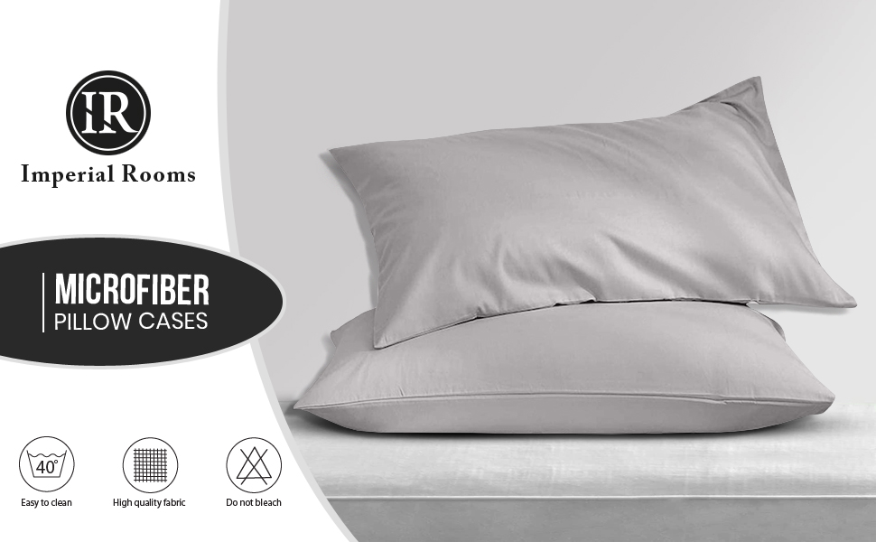 Imperial Rooms Pillow Cases 2 Pack Brushed Microfibre Pillow Covers