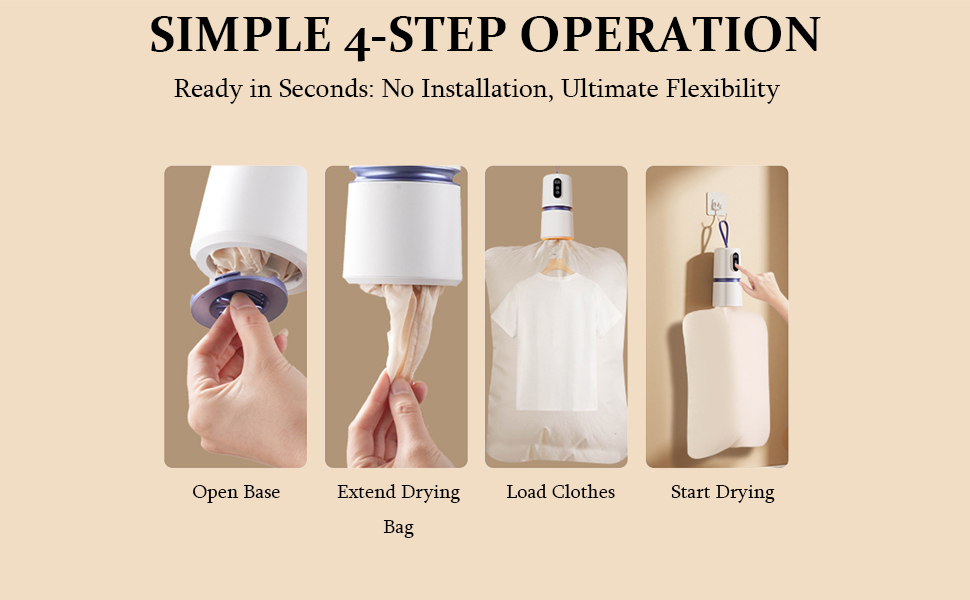 Portable Clothes Dryer with Timer, Portable Dryer with 360° Hot Air Technology & Dry Bag, Quiet Operation Mini Laundry Dryers, 30-240 Min Timer, for Travel, Apartment, RV, Dorm 26 Dry Bag