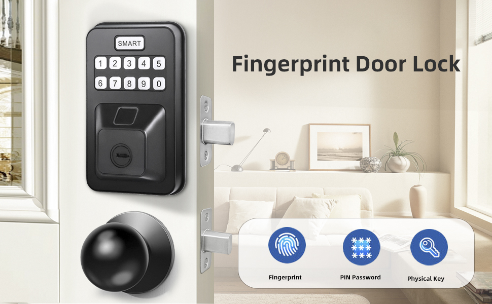MINIA Fingerprint Door Lock, Keyless Entry Door Lock, Biometric Smart