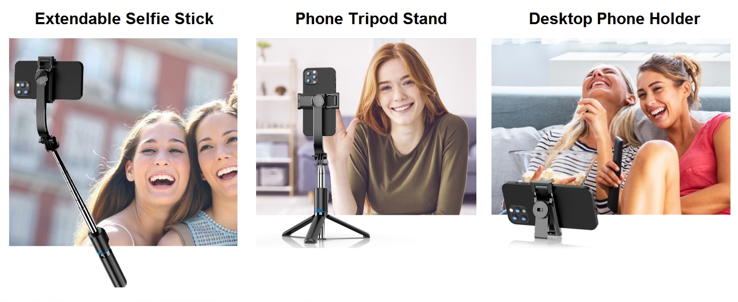 Selfie Stick with Tripod Stand and Remote 42" Extendable