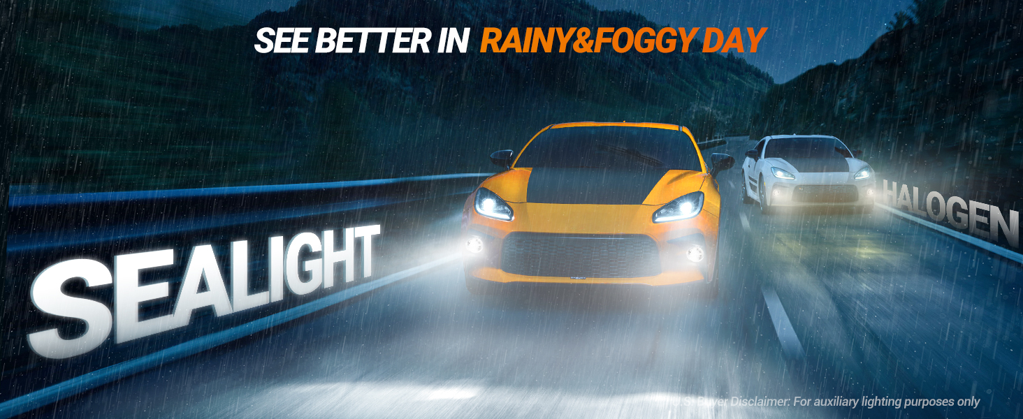 SEALIGHT H11 H16 H8 Fog Light Bulb, 6000K White 16000LM
