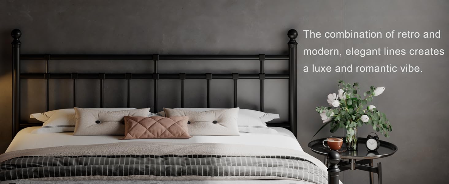 Feonase King Size Metal Platform Bed Frame with Victorian