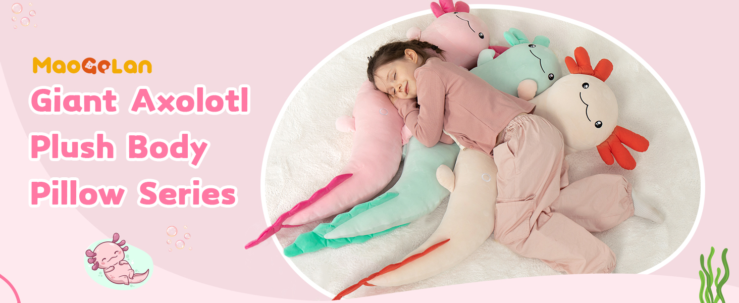 MaoGoLan Large Axolotl Plush Body Pillow,Big Axolotl Plush