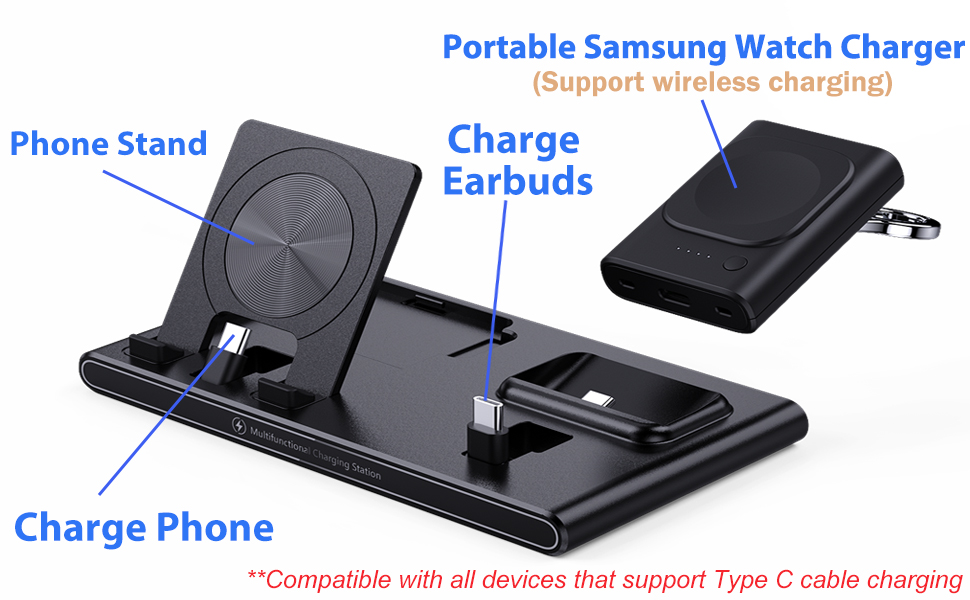 Wustentre 3 in 1 Charging Station for Samsung Multiple Devices, 1800