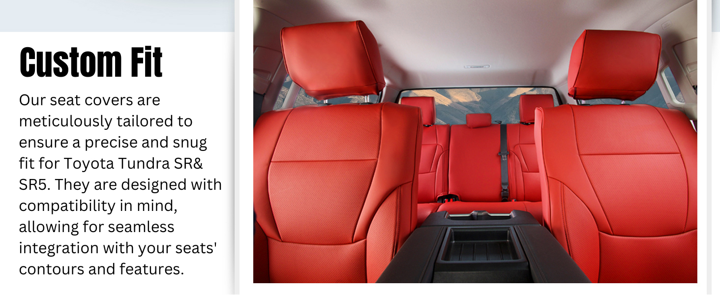 CoverCenter® for Toyota Tundra Seat Covers 2024 2023 2022, CustomFit Full Set Red
