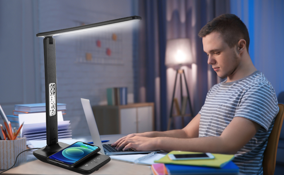 Yeslights Desk Lamp, LED Desk Lamp with Wireless Charger, Desk Lamps