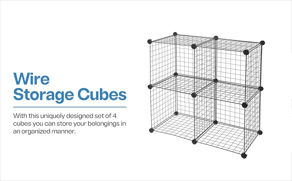 White Mulberry Plastic Wire Storage Cubes (Set of 4) Strong, Durable