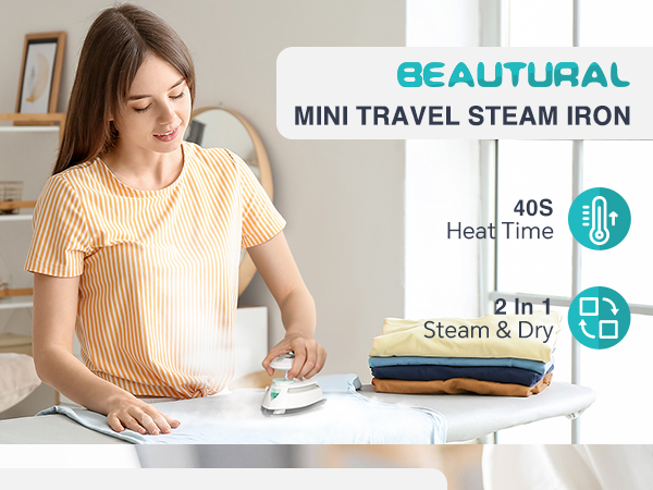 Amazon.com: BEAUTURAL Mini Travel Steam Iron for Clothes