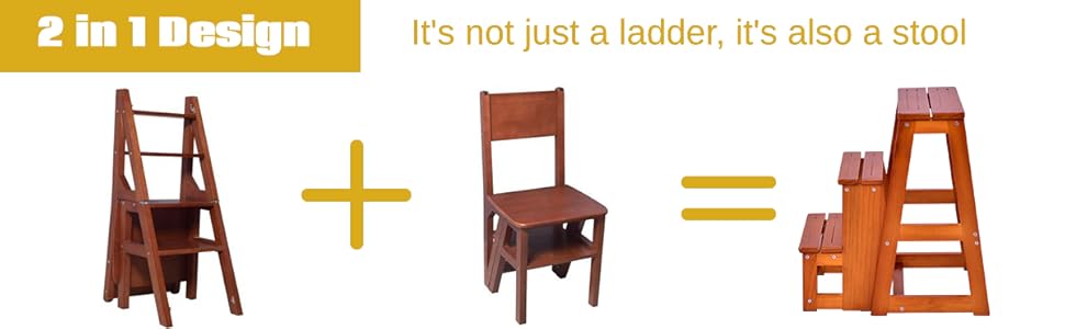 COSTWAY 3 Tier Step Stool For Kids & Adults, Wooden Folding Stepladder Foot Stools Flower Shelf Shoe Bench Hold Up To 150kg (Brown) 14 S