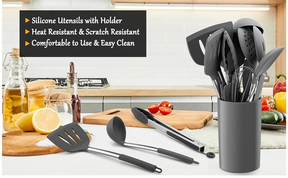 LIANYU 15Piece Cooking Kitchen Utensils Set with Holder