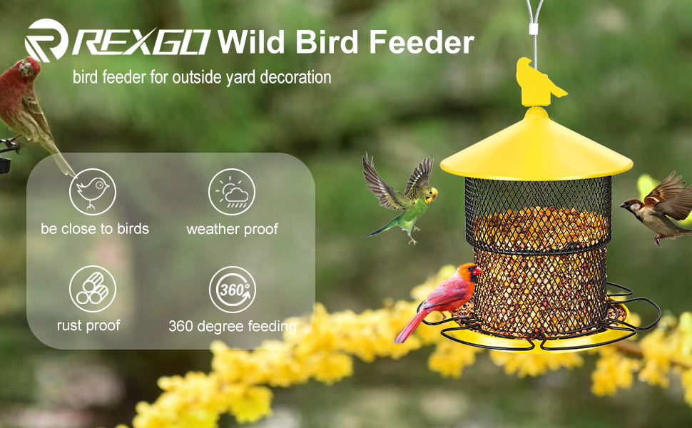 Bird Feeder for Wild Birds, Retractable 7lb Seed Capacity Hanging Wild Bird Feeder