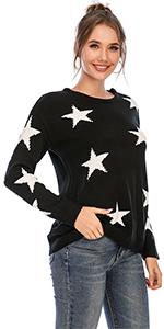 Women's Long Sleeve Crew Neck Pullovers Knitted Multi-Stars Graphic Sweaters
