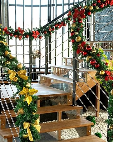 Amazon.co.jp: クリスマス 飾り ガーランド 籐 270cm 260枝数 大きい