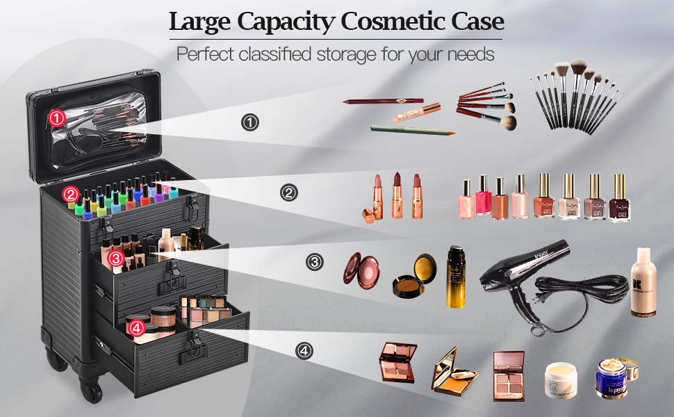 BTGGG Makeup Trolley Professional Beauty Trolley on Wheels with 2